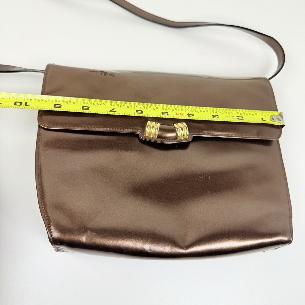 Salvatore Ferragamo M211044 Bronze Leather Shoulder Bag Made In Italy - Picture 13 of 16